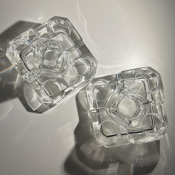 Vintage Crystal Glass Tea light Castle Block Set of 2 —-RETIRED ITEM—- - Picture 10 of 12